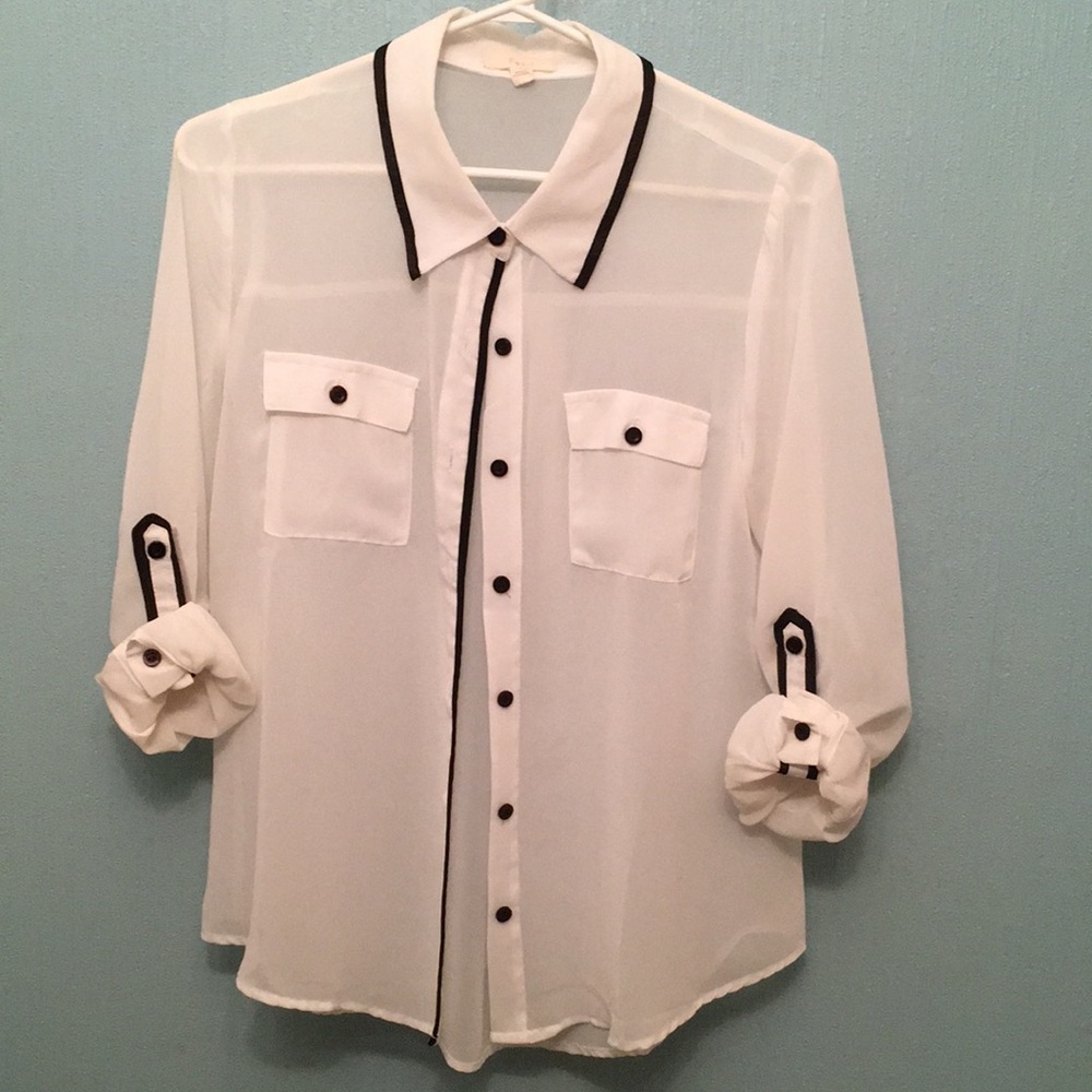 Black and white sheer blouse